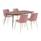 Armen Living Messina Pink Velvet 5 Piece Rectangular Dining Set SETMSDIPNK5E - alternate 1